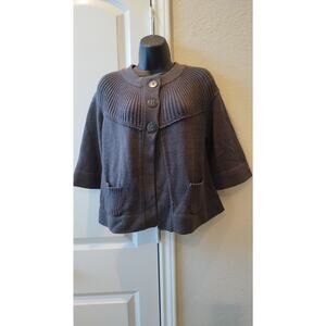 Apt 9  Womens Beige Short Sleeve A-line cropped Cardigan w 3 Buttons Size Medium